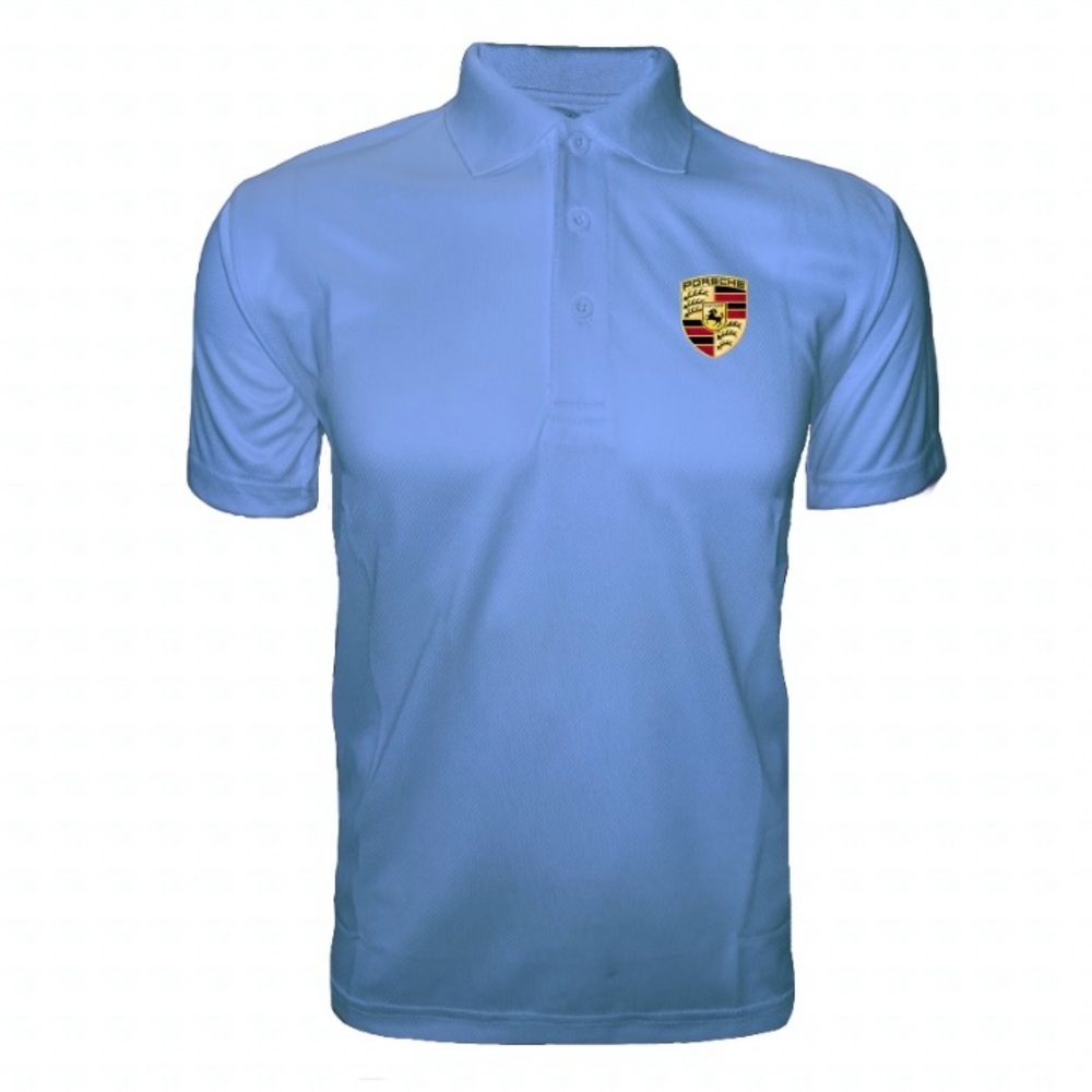 Men’s Porsche Logo Dri-Fit Polo (Sky Blue and Navy)